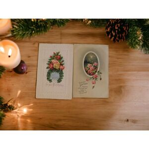 Postcards Birthday Embossed Vintage Early 1900's  Set of 2